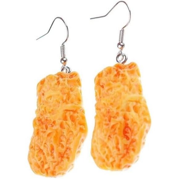 Realistic Crispy Chicken Nugget Dangle Earrings Chicken Nugget Earring for Women - Picture 1 of 4